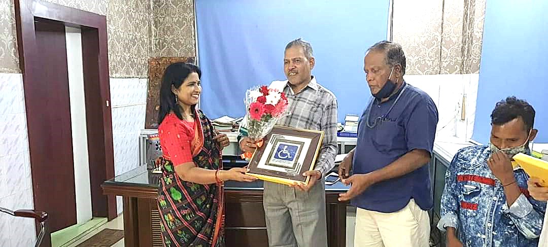 Niranjan Behera is being honoured as Brand Ambassador for PwDs, Odisha falicitated by SCPD, Odisha Image